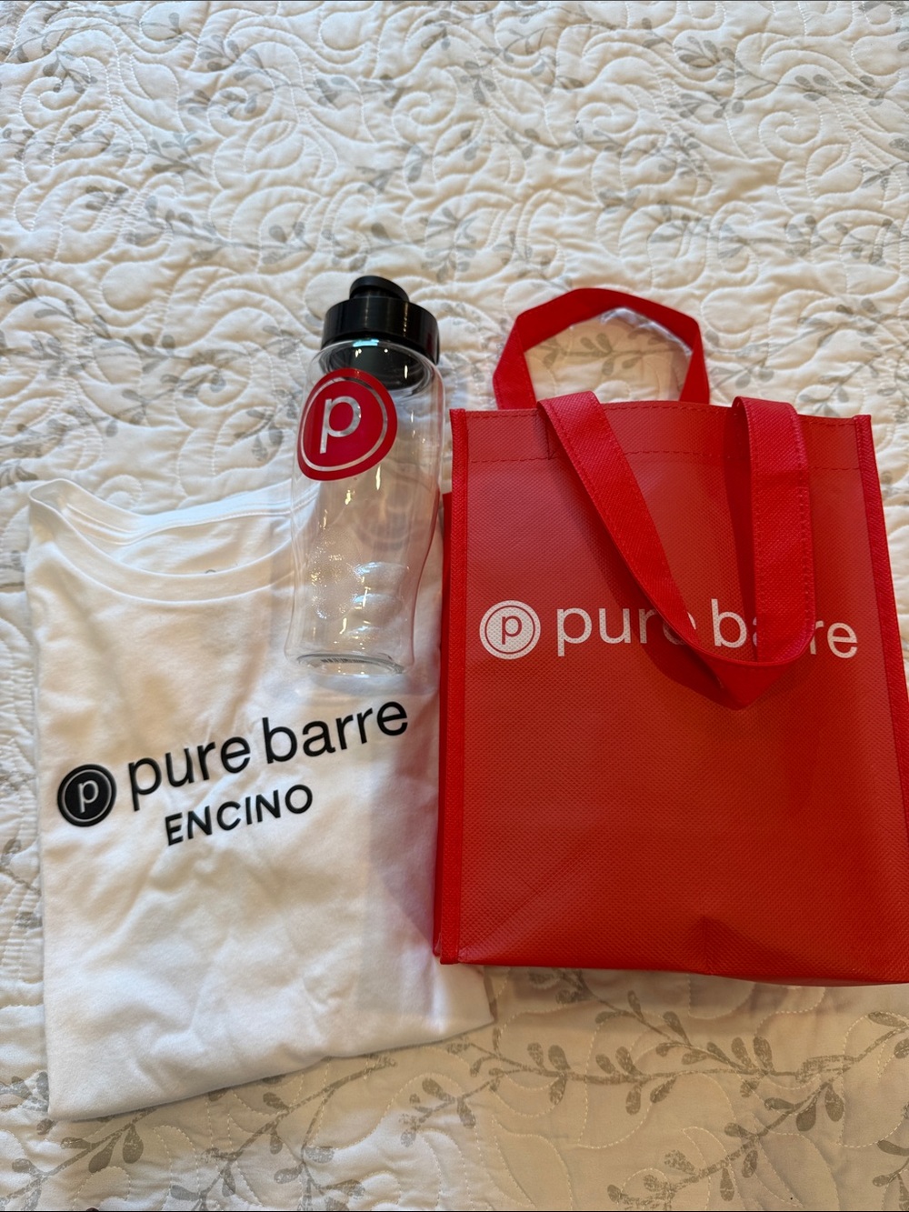 Pure Barre White Tee with Black Logo